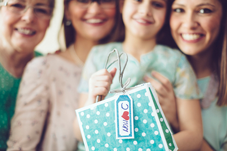 generations of women and gift bag NoHo Senior Arts Colony
